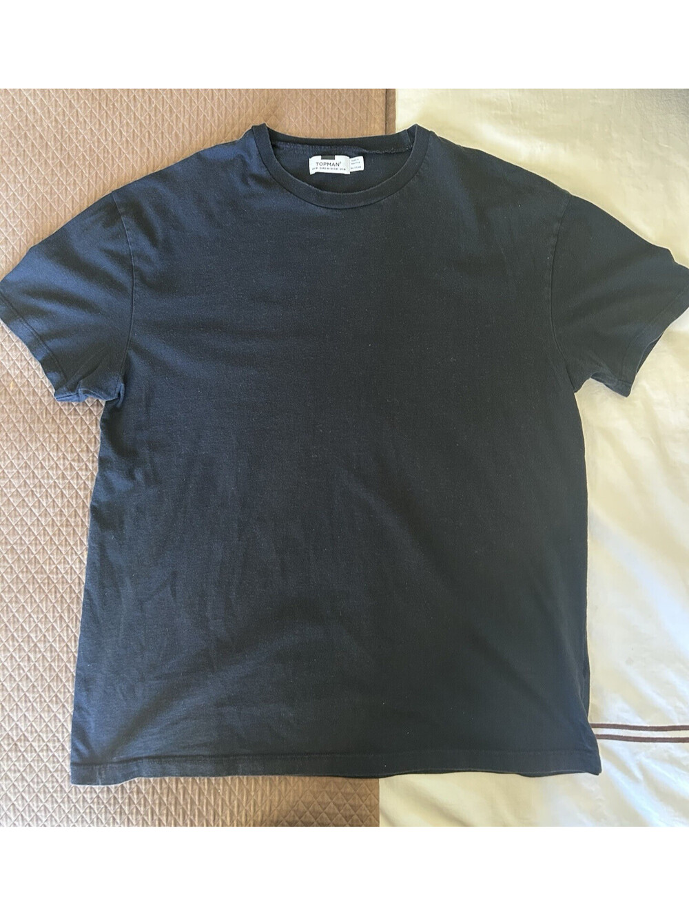 Black T-Shirt, Topman Men's Medium, Solid Crew Neck Casual Short Sleeve Tee